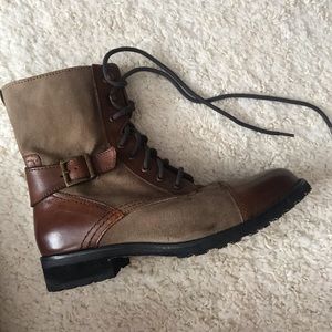 BP Nordstrom khaki green and brown combat boots